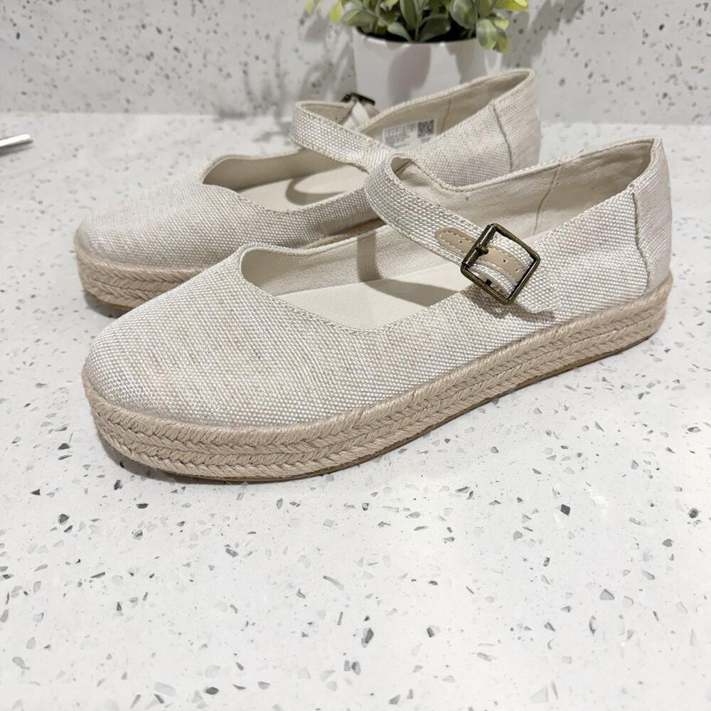 TOMS Carolina Mary Jane Espadrille Size 9 NWOT Beige